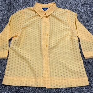 JH Collections Yellow Sheer woman’s  Button Down Shirt size large